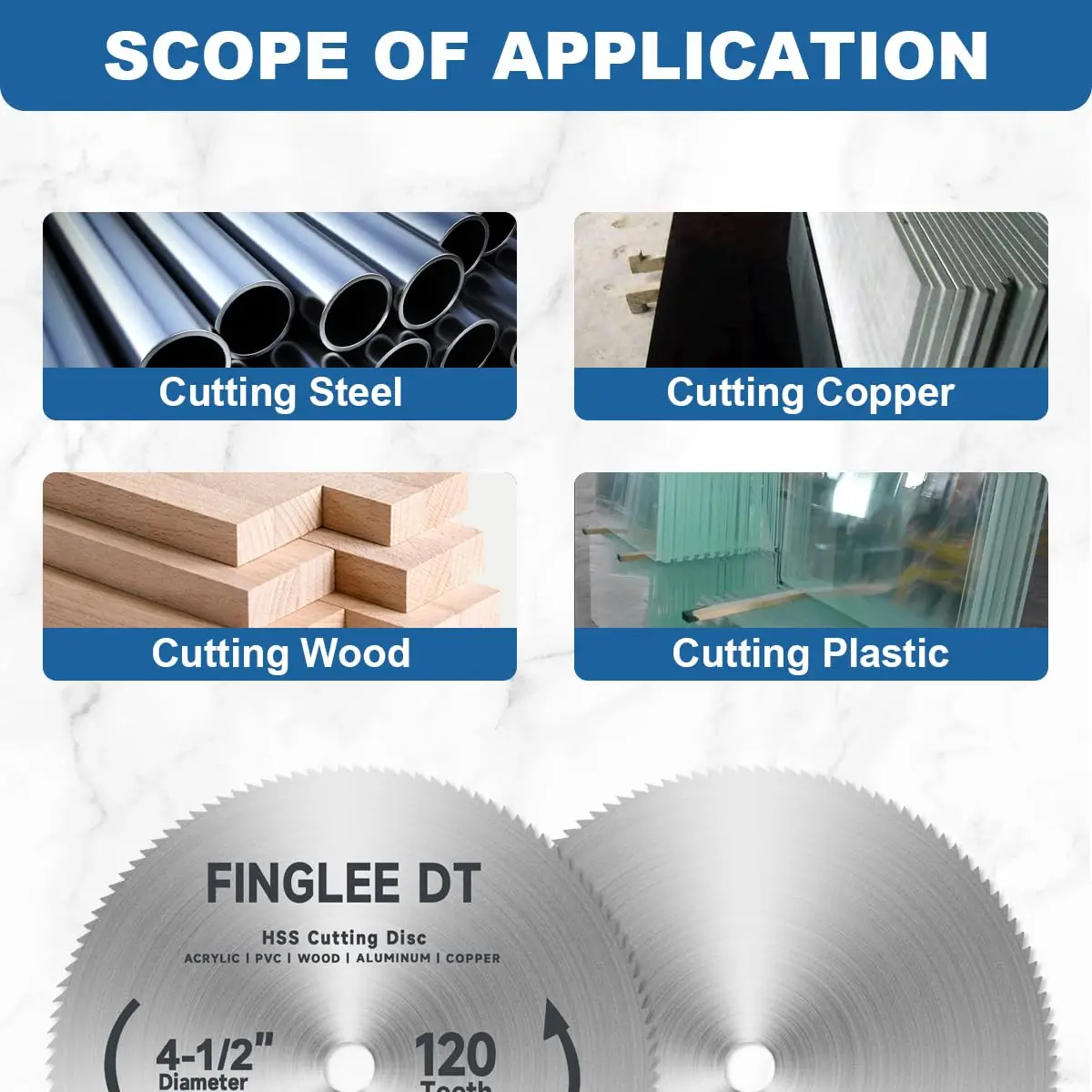 FINGLEE DT 4 5-дюймовое полотно циркулярной пилы из быстрорежущей стали 80/120 зубьев