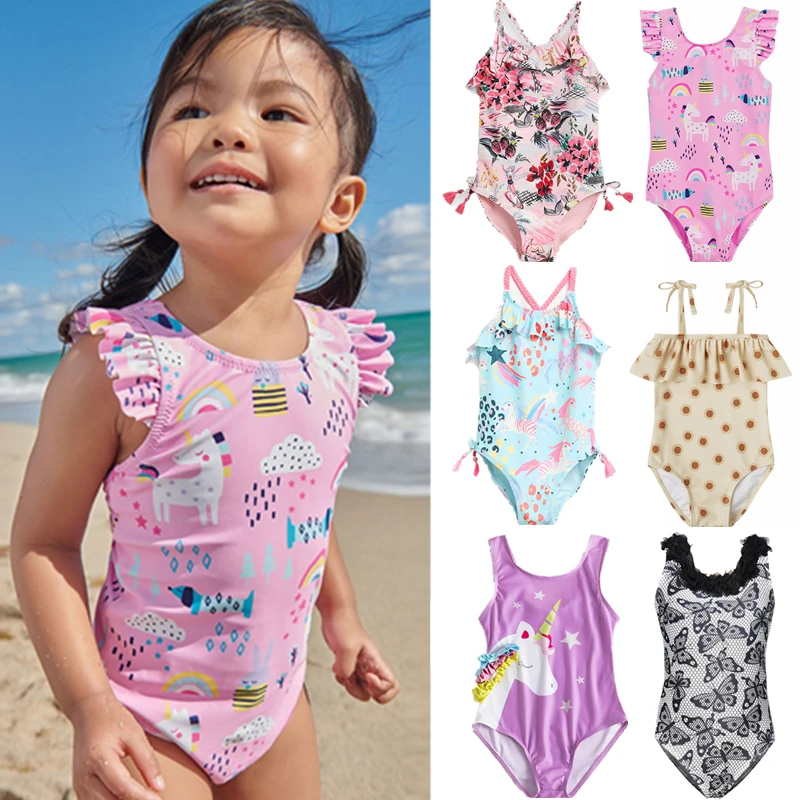 

1-5Y Toddler Baby Girls Swimsuit One Piece Kids Swimwear Girls Swimming Outfit Unicorn Imfant Swimwear Bathing Suit Girls