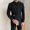 Solid Metal Buckle Decoration Blazer For Men Party Wedding Banquet Blazer Italian Designer Suit Jacket Slim Fit Blazer Male Suit 1