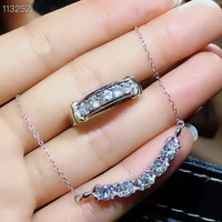 meibapj real moissanite gemstone jewelry set 925 pure silver ring pendant necklace 2 pieces suits wedding jewelry for women