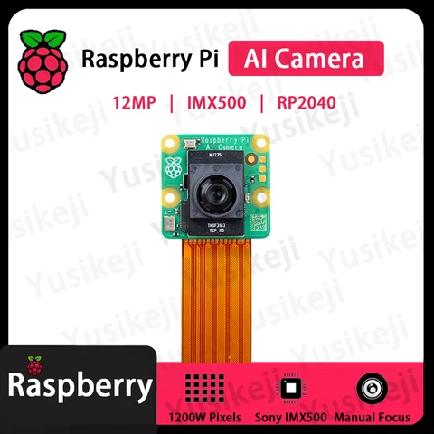Official Raspberry Pi AI camera, Sony AI Camera , 12MP, IMX500 intelligent vision sensor, Manual focusing , Pi Camera