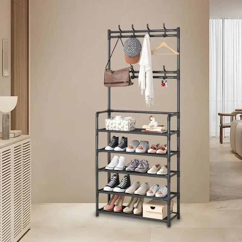 Вешалка для пальто и обуви Комбинированная вешалка одежды с полкой крючками