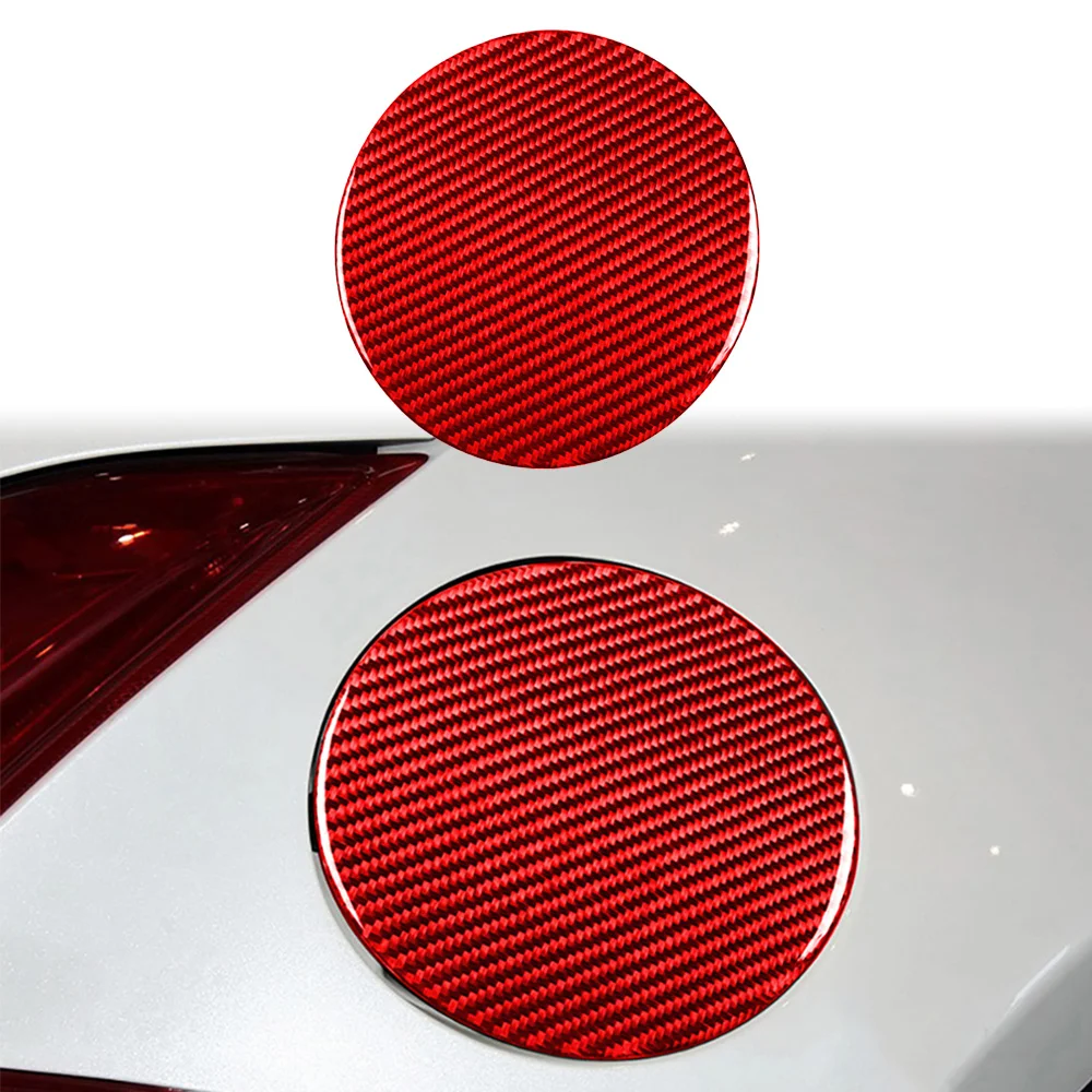 

Red Real carbon fiber For NISSAN 370Z Z34 Car fuel tank cap panel Decoration Lnterior Stickers Auto Modification Accessories