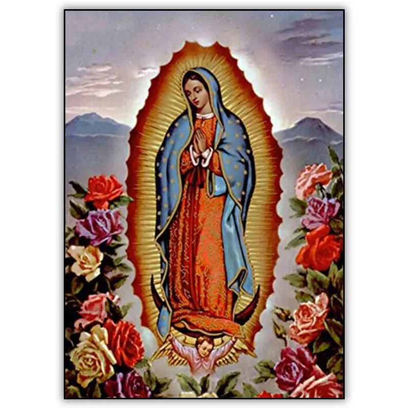 

5d DIY Diamond Painting Kit Virgin Mary with Flower Full Drill Square / Round Daimond Painting Crystal Mosaic Embroidery Tools