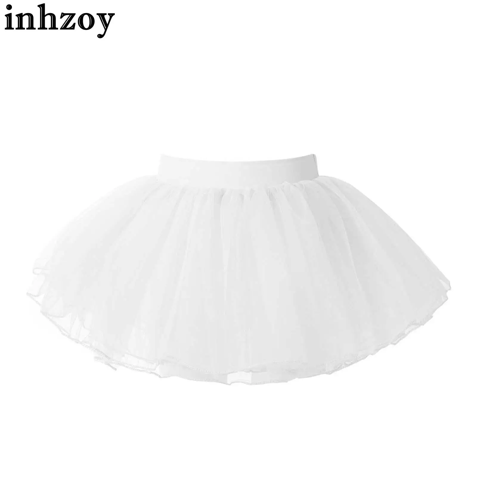 

Ballet Dance Skirts for Kids Girls Elastic Waistband Solid Color Four Layer Mesh Tutu Skirt Ballerina Performance Dancewear