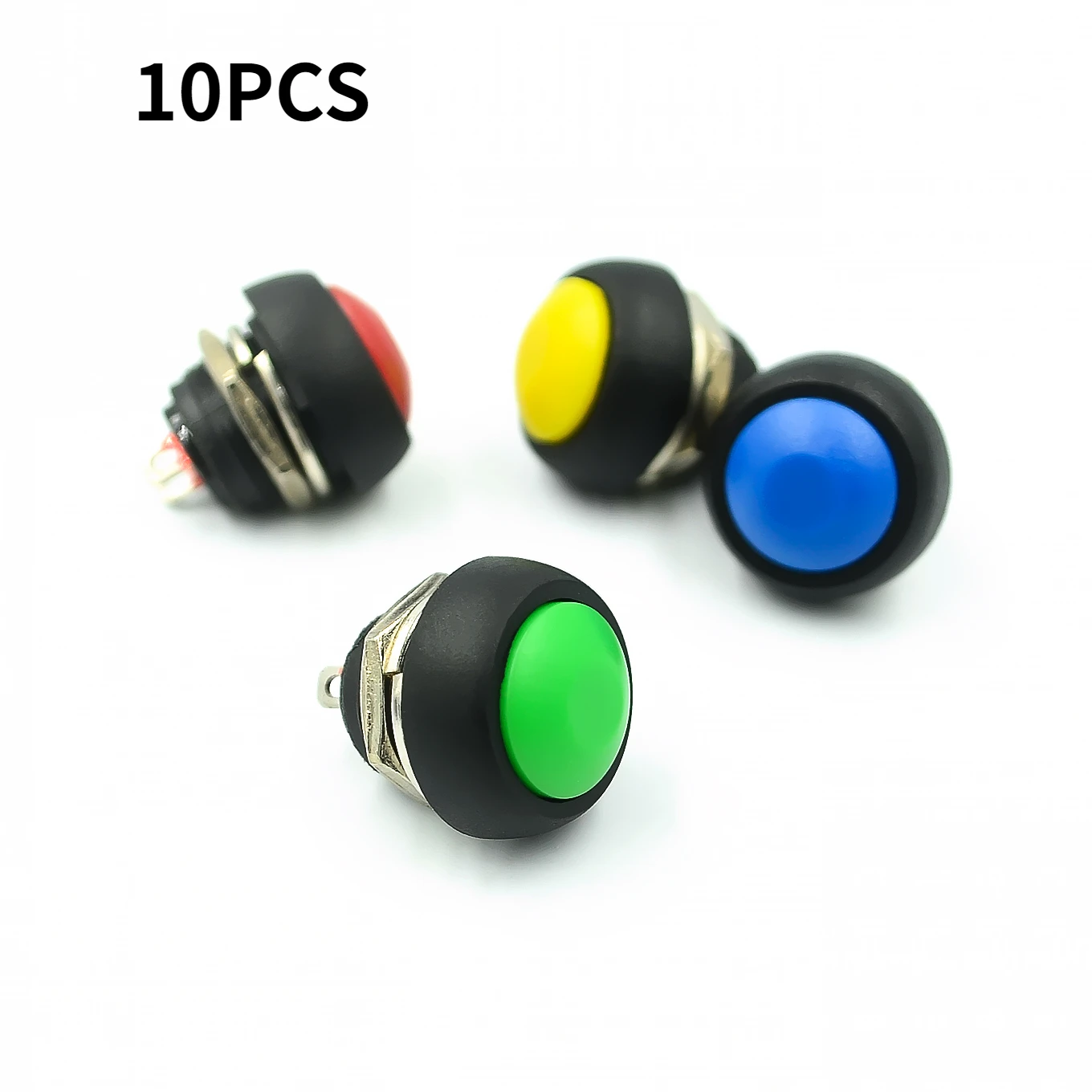 

10PCS 12mm Waterproof Momentary Push button Switch reset Non-locking pbs-33b Black white yellow orange blue green red Diy kit