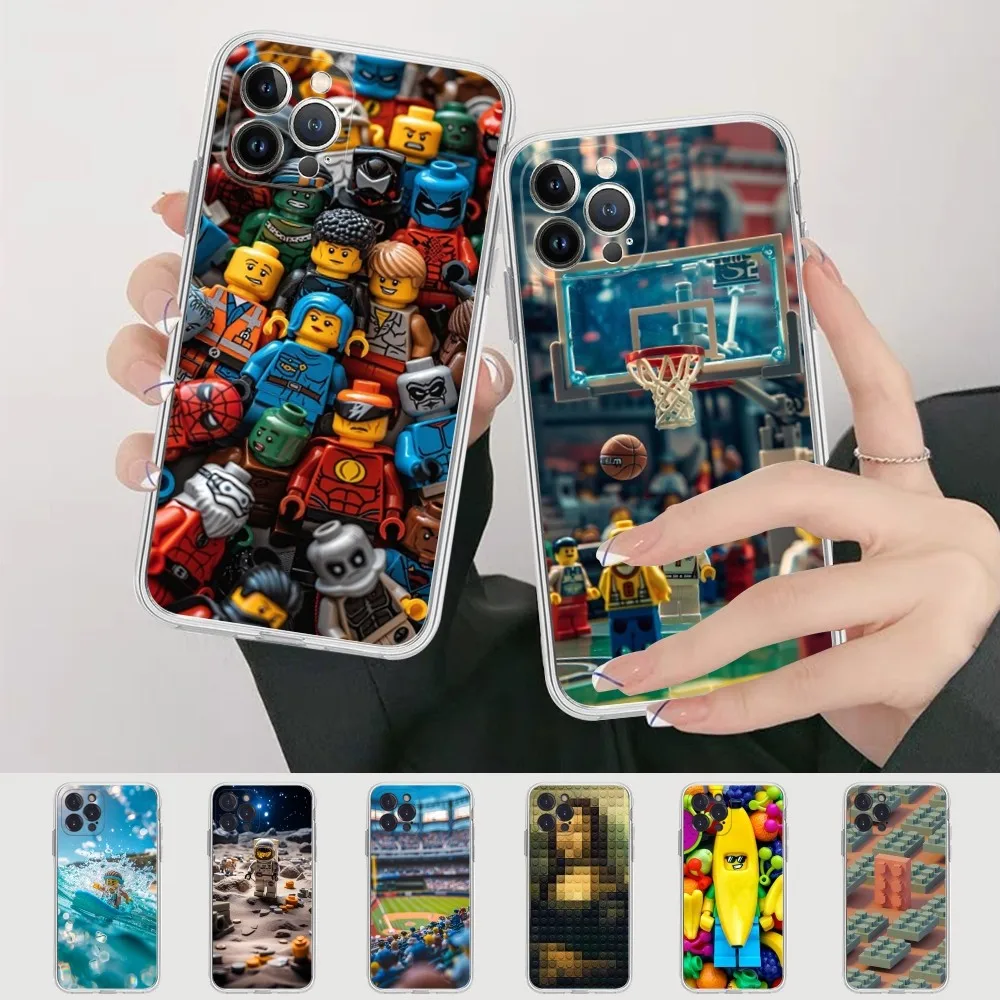 Мягкий силиконовый чехол для телефона L-LEGO Iphone 16 15 14 13 12 11 Pro Mini XS MAX Plus X Cover