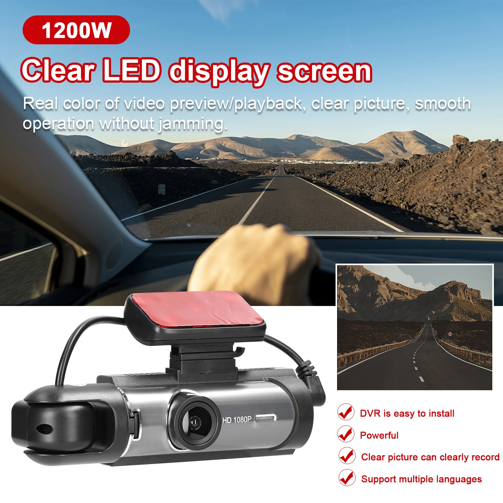 

Multi-language Dual Lens Car Video Recorder Auto Dash Cam Car Camera Recorder Detection DVR 170 Degree Wide Angle Car Camcorder