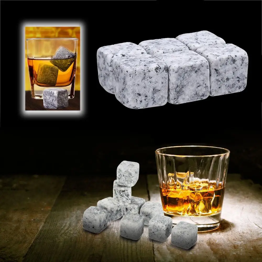 

NEW Reusable Natural Whiskey Stones Dry Ice Cube Whisky Rock Cooler Wedding Gift Favor Christmas Party Bar Kitchen Accessories