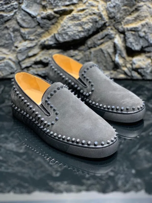 Luxury Designer Shoes Rivets Slip on Shoes Men Loafers Driving Non-slip Footwear Suede Boat Breathable Moccasins Outdoor Sapato