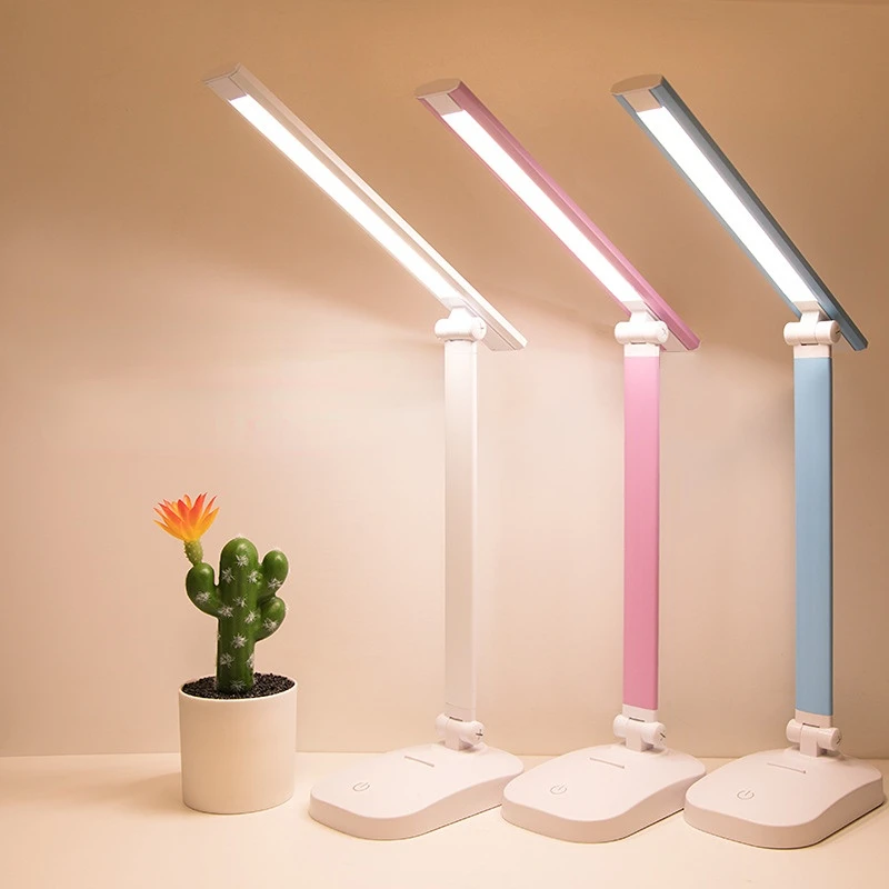 

LED Desk Lamp 3 Colors Stepless Dimming Touch Foldable USB Rechargeable Desk Lamp Bedside Eye Protection Reading Night Light