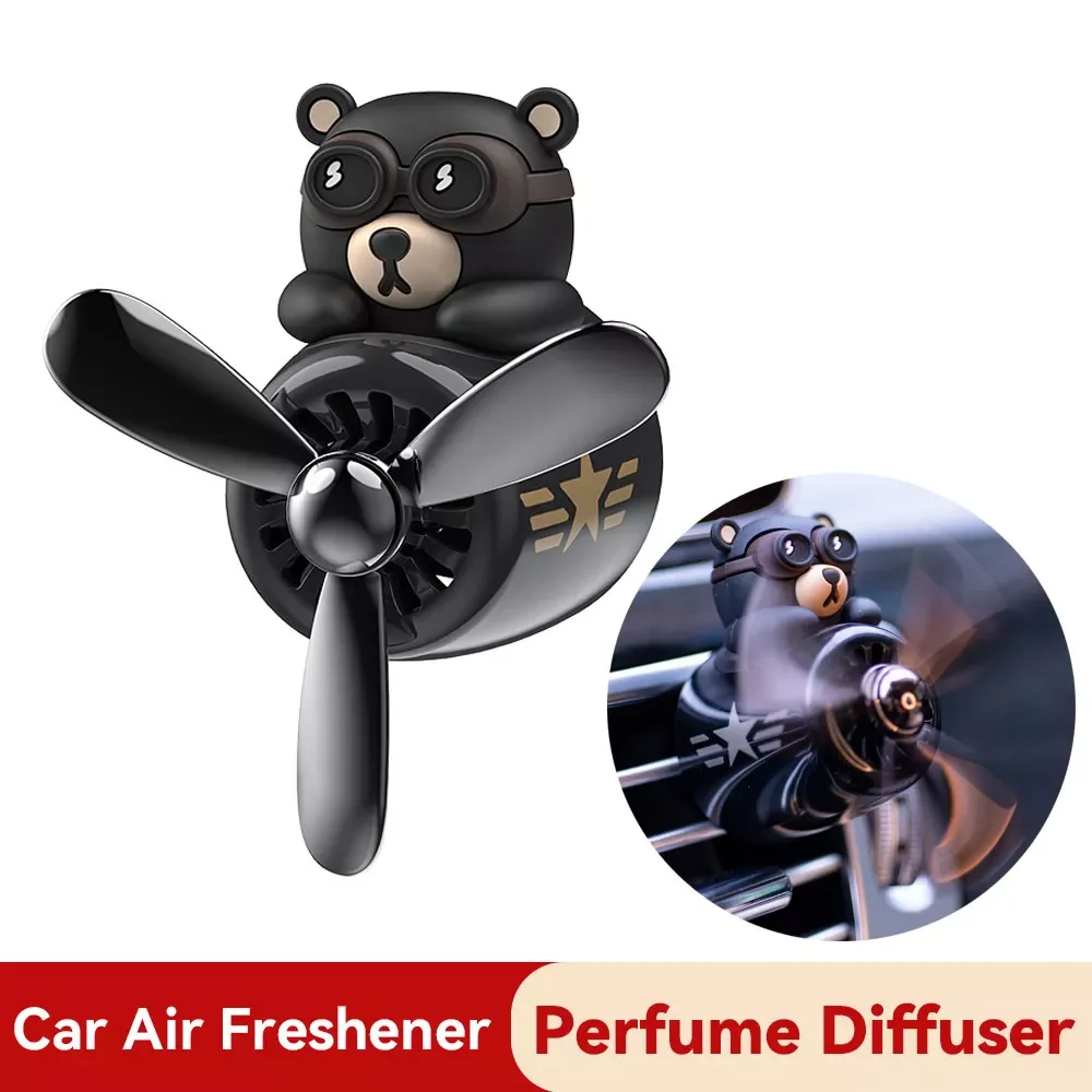 

Car Air Freshener Perfume Diffuser Bear Pilot Car Diffusers Rotating Propeller Outlet Auto Fragrance Accessories Interior Scent