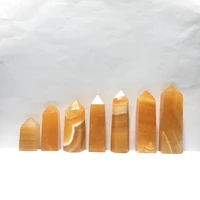 natural yellow calcite hand polished point reiki healing crystals quartz mineral tower home decoration handicraft stone points