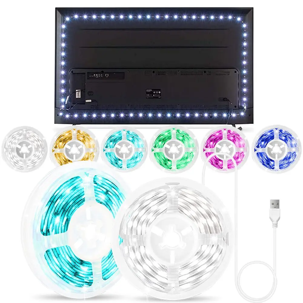 

60LEDS/M LED Light Strips 2835 5V USB Ice Blue Flexible Decoration For Room TV Background Lighting Cold White Luces Led String