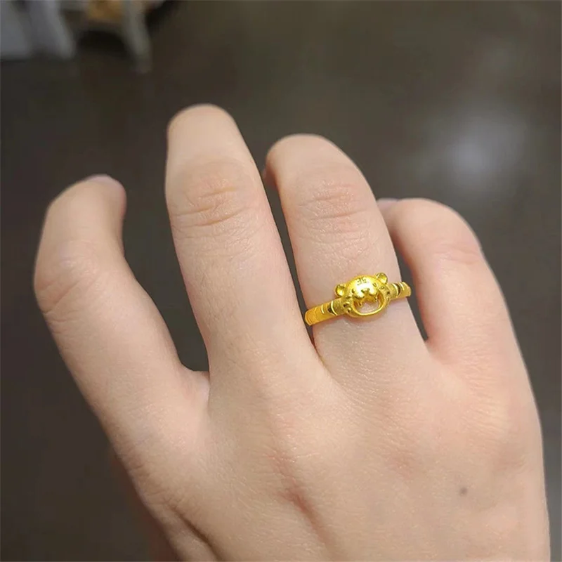 

Кольцо с маленьким тигром, женское позолоченное Открытое кольцо со знаками Зодиака, новинка, голова тигра, хвост тигра, креативный подарок н...
