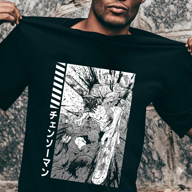 

Chainsaw Man Anime Shirt Gore Denji Chain Saw Makima Manga Unisex Tshirt Black Hip Hop Tshirt Men's Tee Shirt High Quality