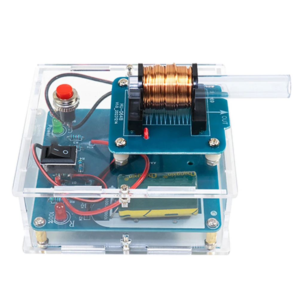 apięciowa pistolet elektromagnetyczny HU-064 DIY zestaw elektroniczny moduł wzmacniacza cewki tworzenie obwodów akrylowa obudowa bez baterii
