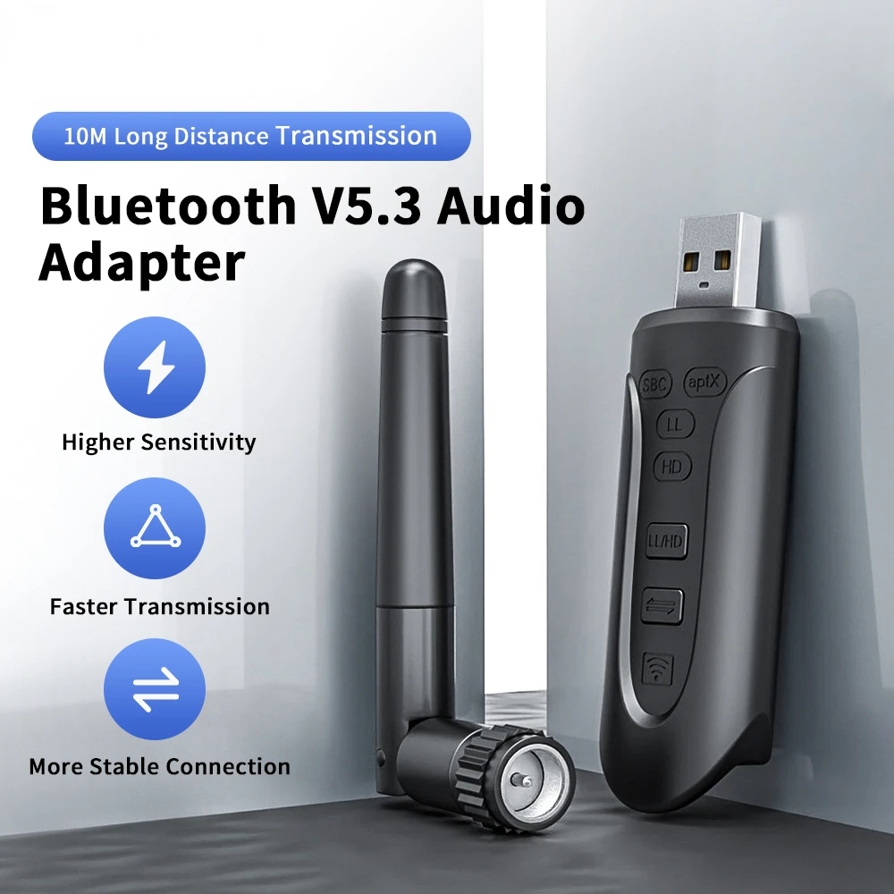 

USB 5.3 Bluetooth Adapter Free Driver Bluetooth 5.3 AUX 3.5mm Audio Adapter Speaker Transmitter Bluetooth Adapter for PC