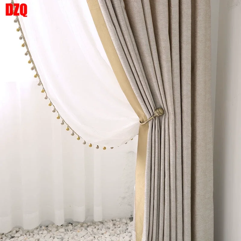 

Роскошные занавески для гостиной, столовой, спальни, жаккардовые темные домашние дверные украшения, современные затемненные кружевные зат...