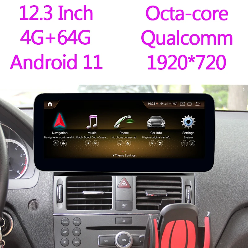 

Android 11 Wireless CarPlay 360 Bird View For Mercedes Benz C W204 2008-2010 Car multimedia Radio Player GPS Navigation