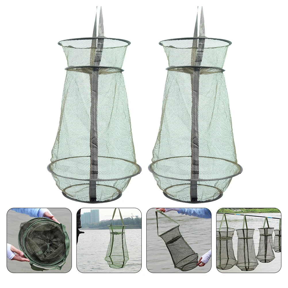 

2 Pcs Crawfish Nets Fishing Keep Net Collapsible Minnow Collapsible Fish Fish Cage Foldable Collapsible Fish Net Fishing net