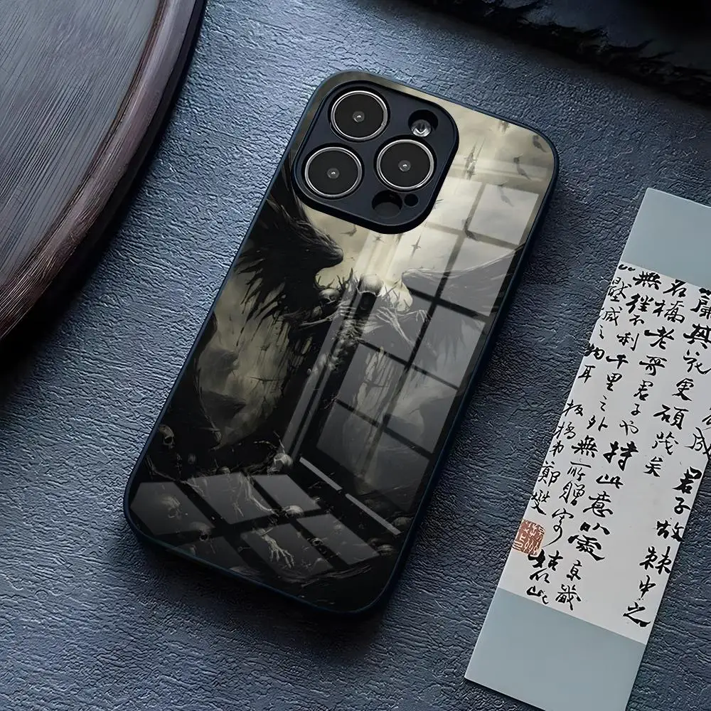 Чехол с закаленным стеклом для iPhone 15 Pro Max 14 12 11 13 Mini X XR XS 8 7 Plus SE