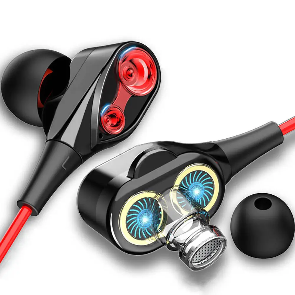 

Eonline In-Ear Sport Headset With Mic mini Earphones For iPhone Samsung Huawei Xiaomi Dual Drive Stereo Wired earphone