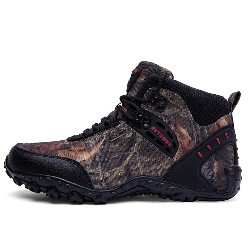 Autumn Winter Leather Hiking Boots Men Outdoor Shoes Waterproof Ankle Boots Men Non Slip Trekking Boots Camouflage Mens Sneakers