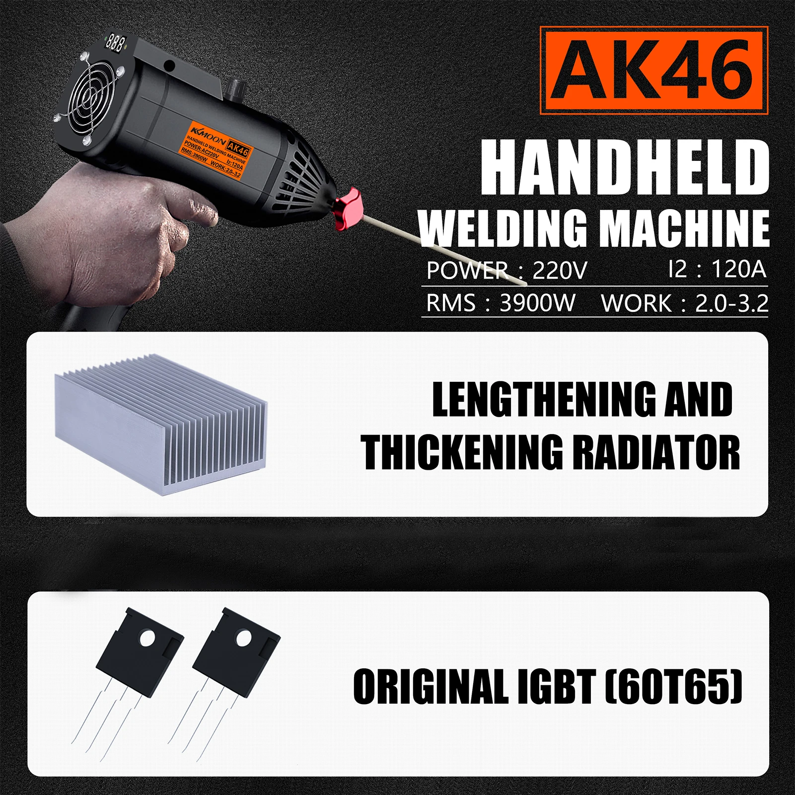 KKmoon AK46 220V 3900W Electric Welding Machine Capacitor Electrodeless Current Regulating Button Intelligent Welding Machine