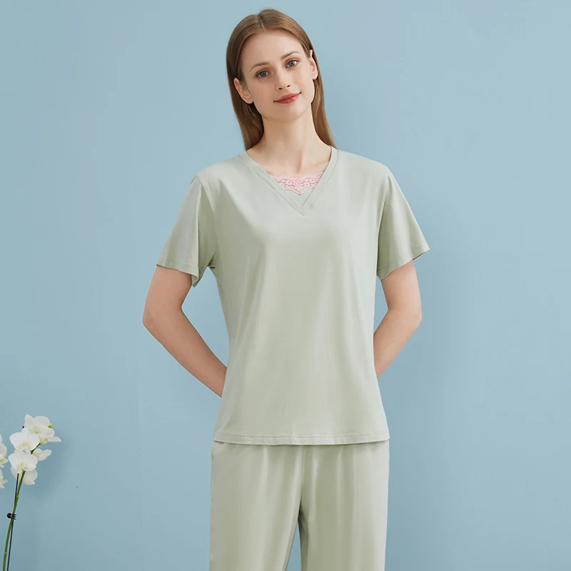 

2023 High Quality Loungewear Solid Lenzing Modal Pajama Shorts Set Women Skin-Friendly Pyjamas