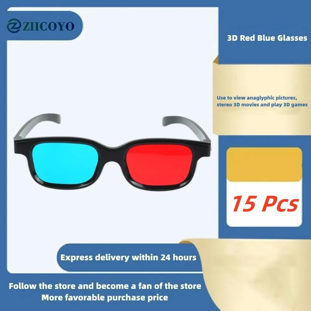 

15 Pcs Universal 3D Plastic Glasses/Oculos/Red Blue Cyan 3D Glass Anaglyph 3D Movie Game DVD Vision/Cinema Black Frame