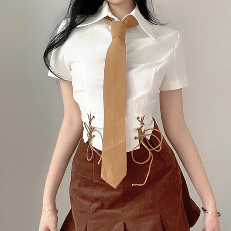 

Женская однобортная блузка, облегающая Повседневная рубашка контрастных цветов с коротким рукавом, укороченный топ в стиле пэчворк на лето