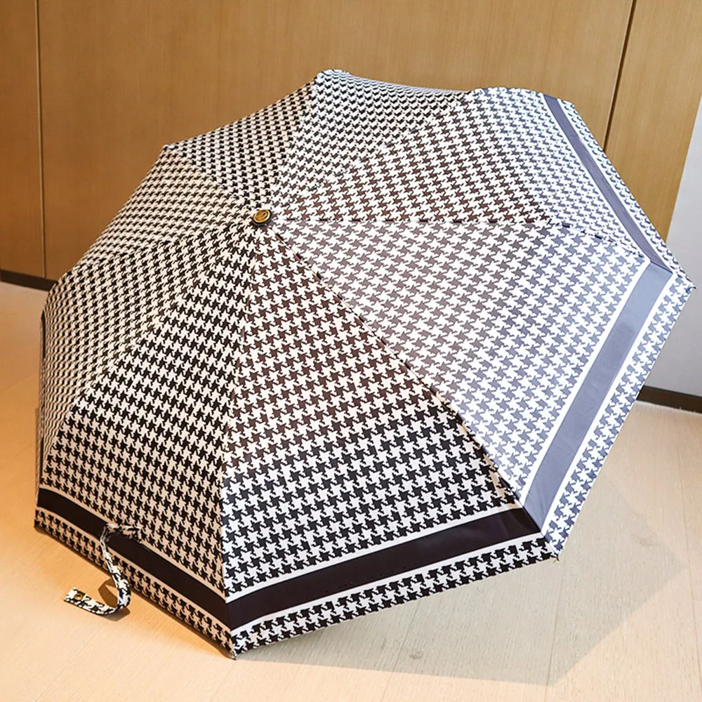 

Модный Зонт тройного сложения, Новый автоматический маленький черный солнцезащитный Зонт с покрытием от дождя и солнца, искусственная Академия двойного назначения