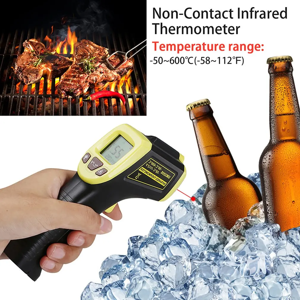 Non-Contact Laser Industrial High Temperature Gun LCD Laser-Pointer Infrared IR Thermometer -50~600℃ / -58~1112℉ GM320S