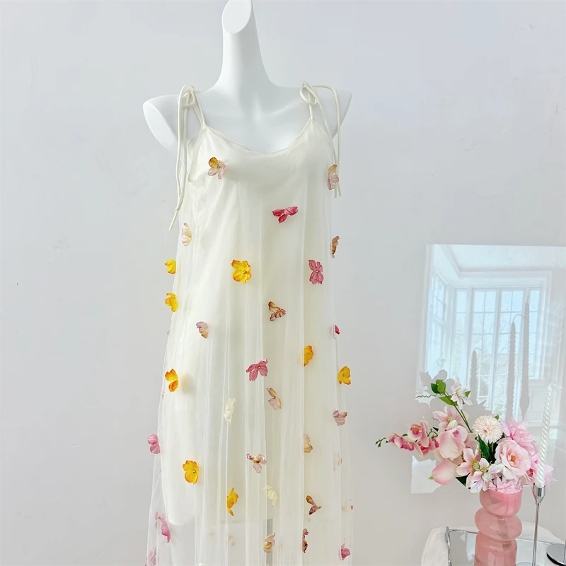 Женское Сетчатое платье-трапеция без рукавов с открытыми плечами