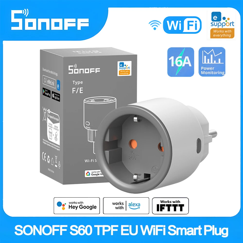 Розетка SONOFF S60 TPF с поддержкой Wi-Fi и голосовым управлением