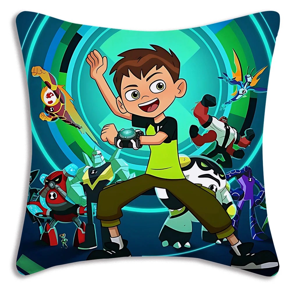 Pillow Covers Cartoon B-Ben 10 Cool Sofa Decorative Home Double-sided Printing Short Plush Cute Cushion Cover