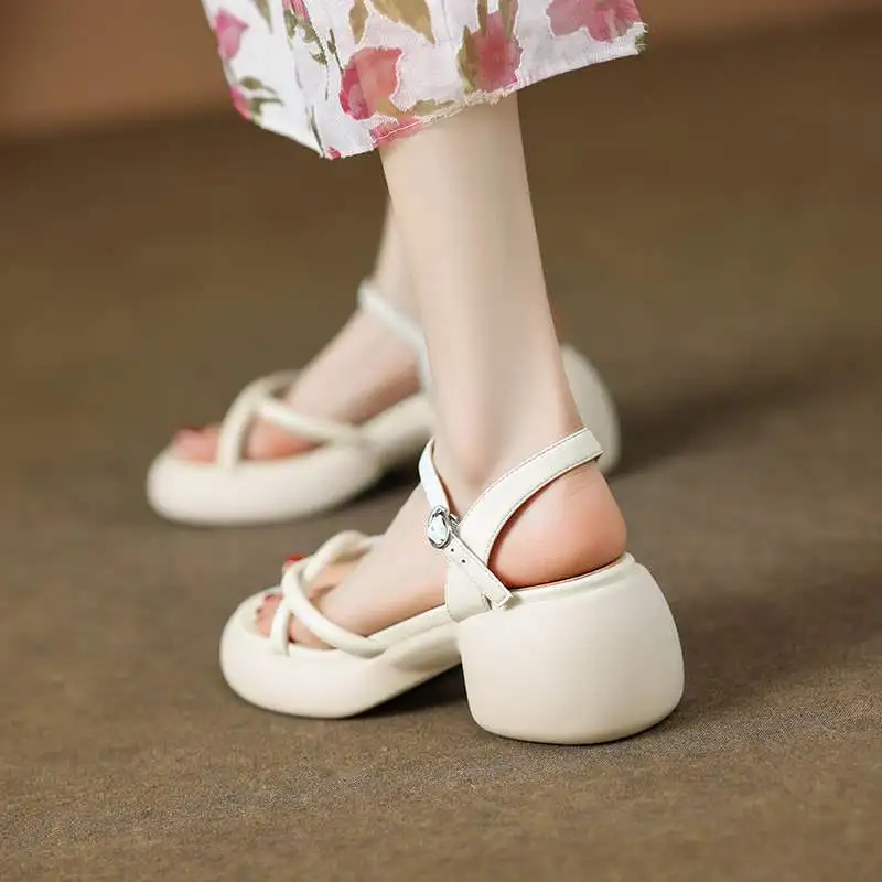 

Sandalias De Mujer New Summer Waterproof Platform Sandals Women High-heels Elegant Woman Shoes Simple Ersatile Sandals Slippers