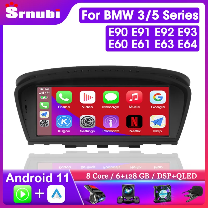 Srnubi 8.8" Android 11 2 Din Car Radio for BMW 3 5 Series E60 E61 E63 E64 E90 E91 E92 E93 CCC CIC Carplay Multimedia Head Unit