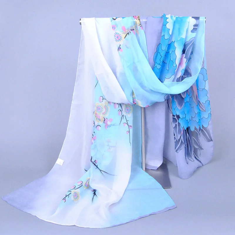 

Новые шифоновые шарфы 2 цветов, женские летние тонкие шали и палантины из искусственной кожи, оптовая продажа