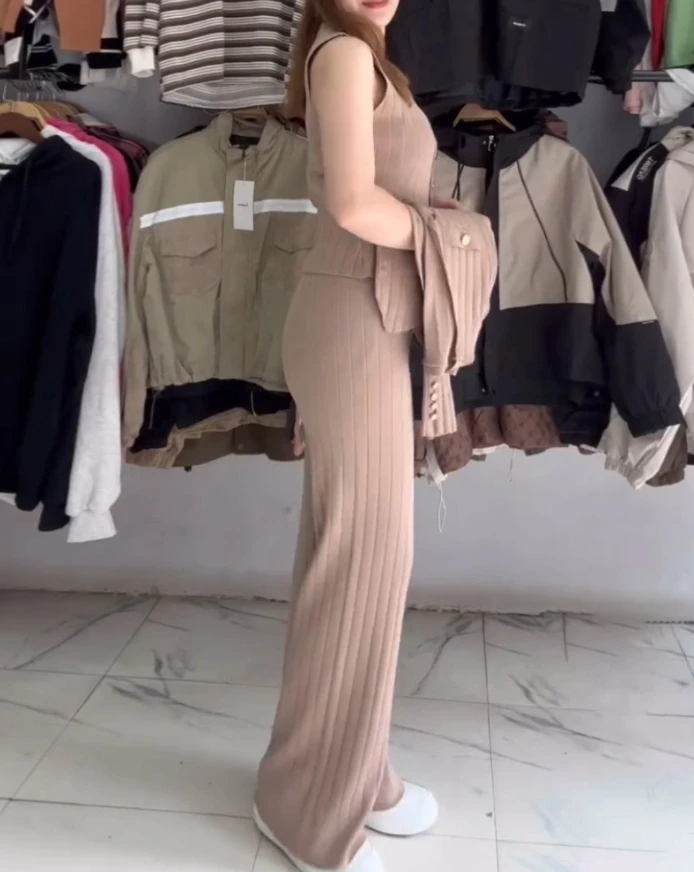 Женское трикотажное пальто с V-образным вырезом и длинными рукавами майка на