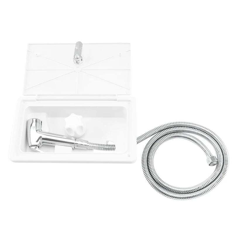 

RV Shower Box Kit With Lock-Includes Shower Faucet Shower Hose Shower Wand For Boat Marine Camper Motorhome