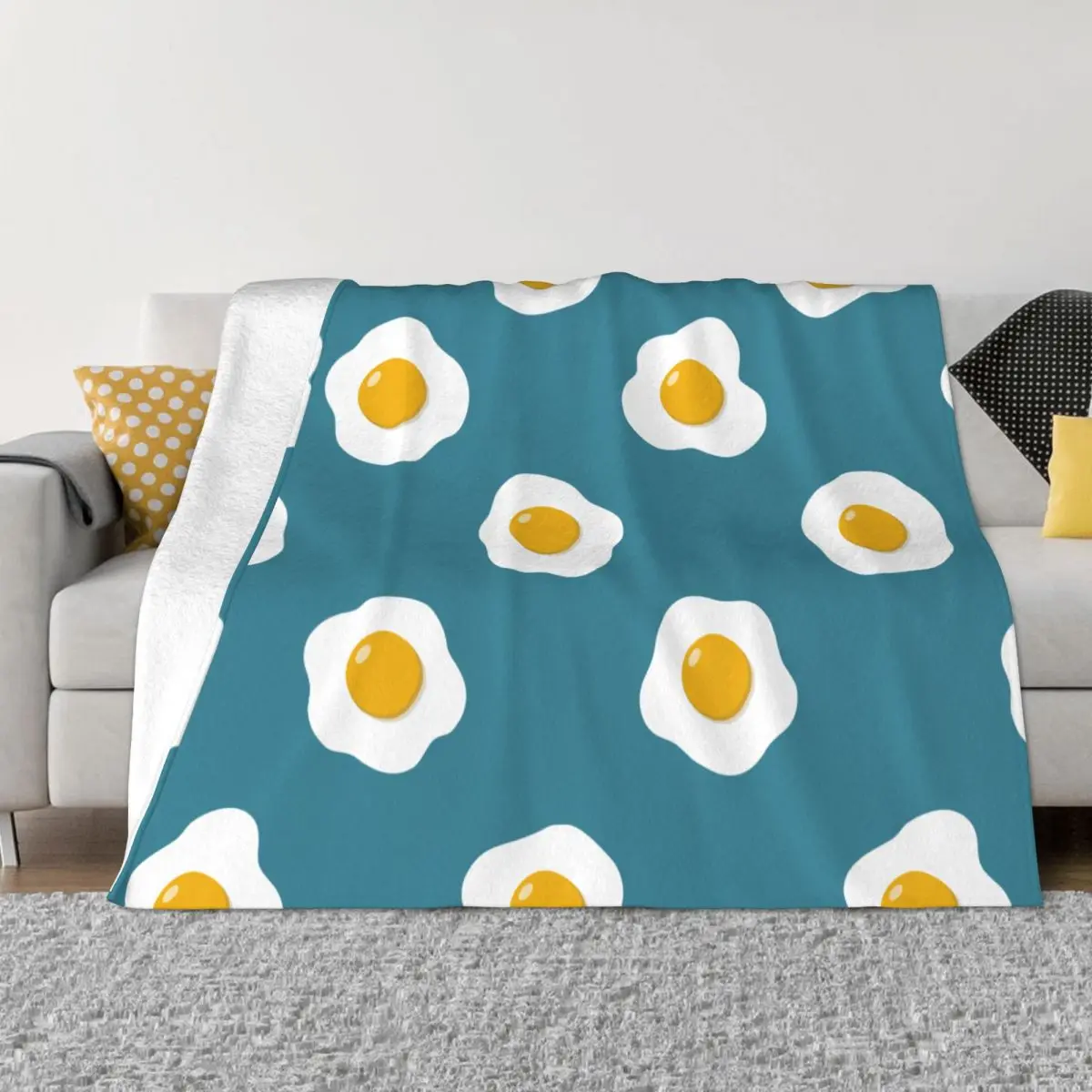 

Fried Eggs Pattern Blankets Fleece All Season Cartoon Multifunction Super Warm Throw Blanket for Bedding Outdoor Quilt