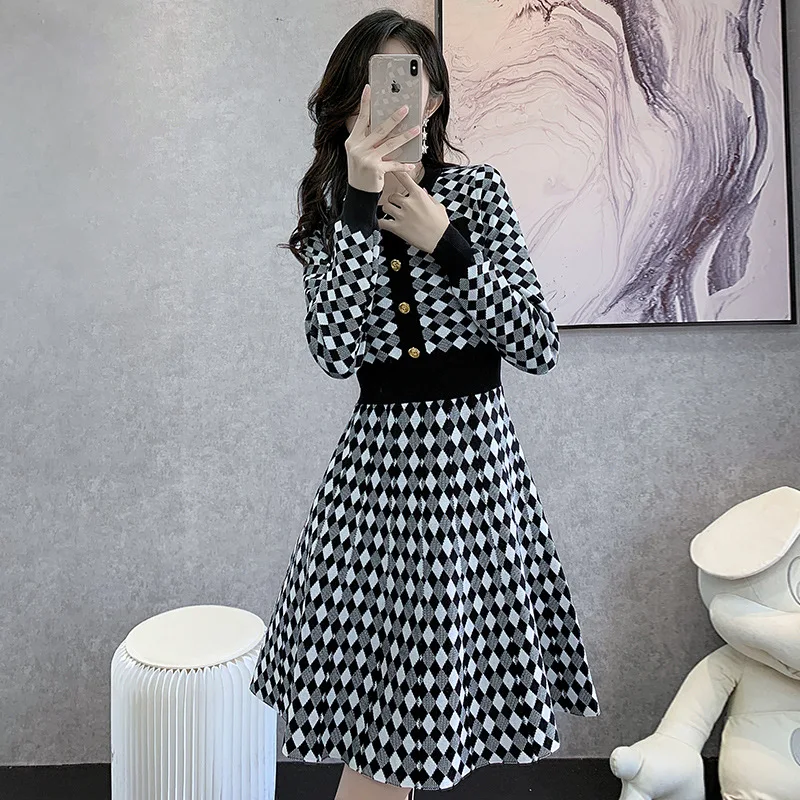 

Высококачественное дизайнерское женское платье контрастных цветов, женское вечернее праздничное осенне-зимнее короткое платье, повседнев...