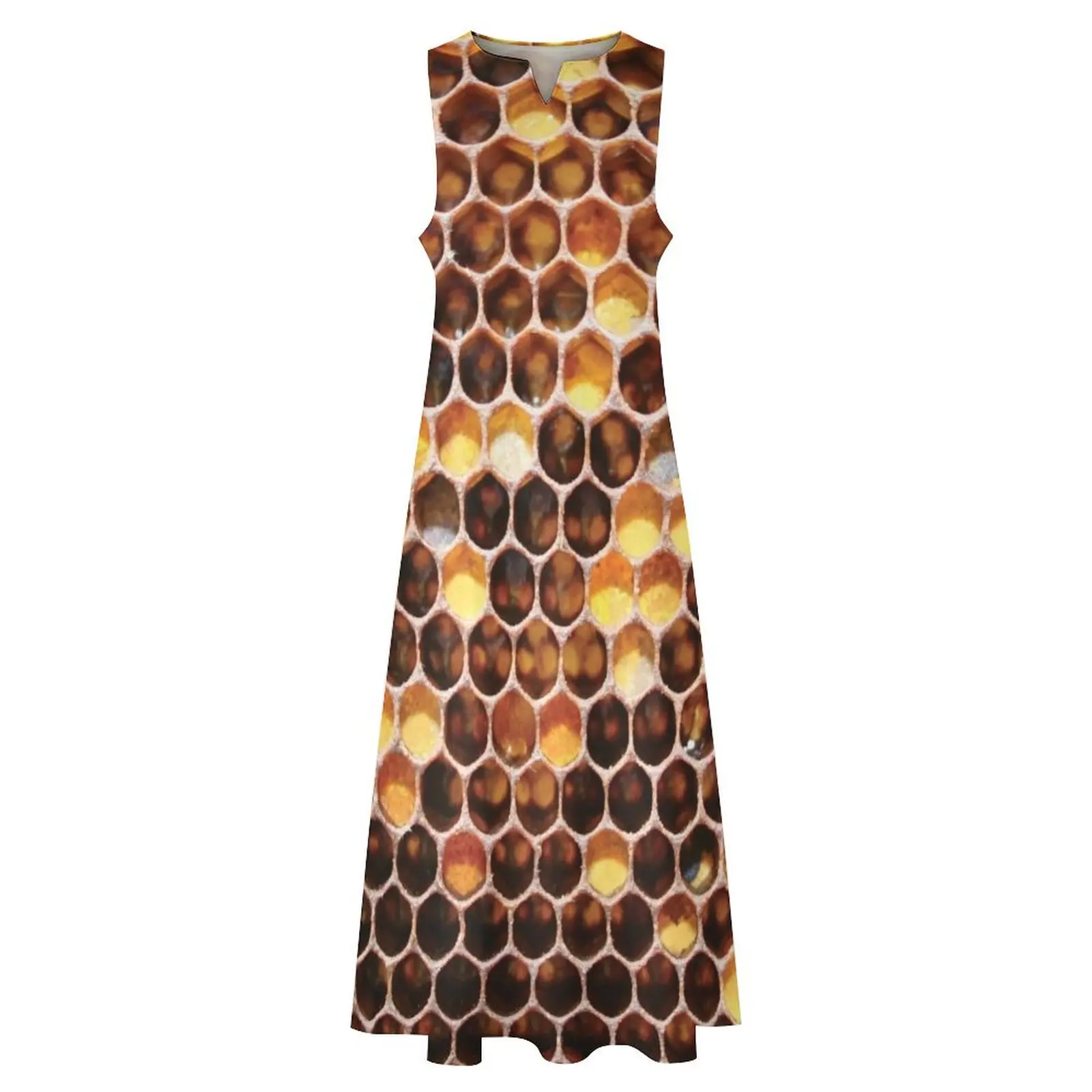 Длинное платье с сотовым принтом Длинные платья вуаллю Женское Платье