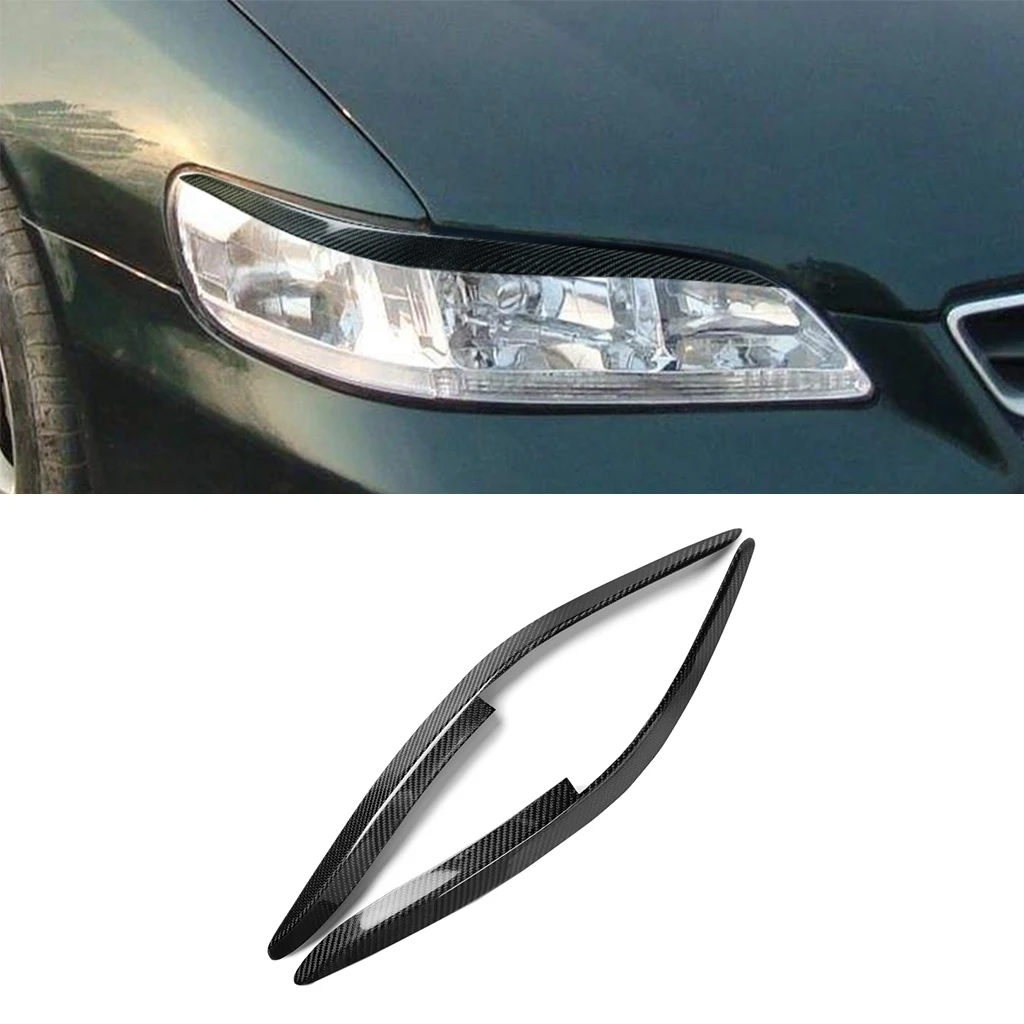 

1pair Real Carbon Fiber Car Headlights Eyebrow Eyelids Trim Cover For Honda Accord 1998 1999 2000 2001 2002 Car Accessories