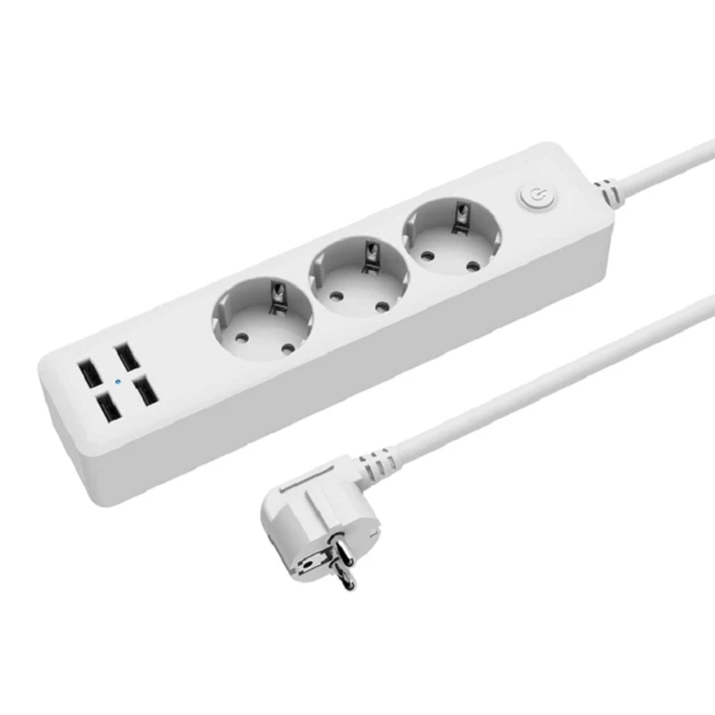 

M6CF EU Power Strip Socket 2500w with 4 USB Charging Ports Outlet 5V 2.3A Home Plug