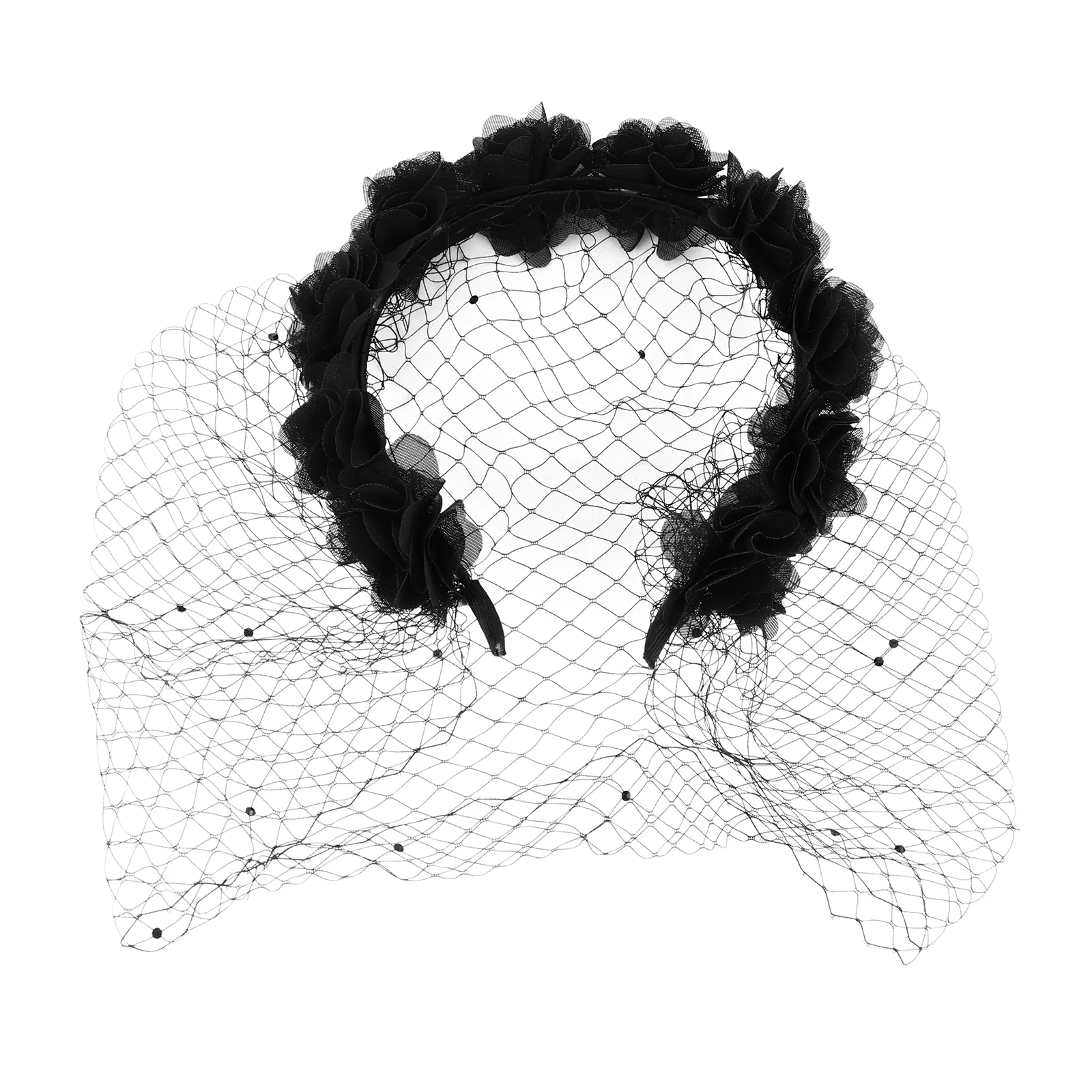 

Headband Veil Hair Flower Girl Hoop Women Headdress Female Rose Veils Bandmexican Headwear Birdcage Fascinator Bridal Short