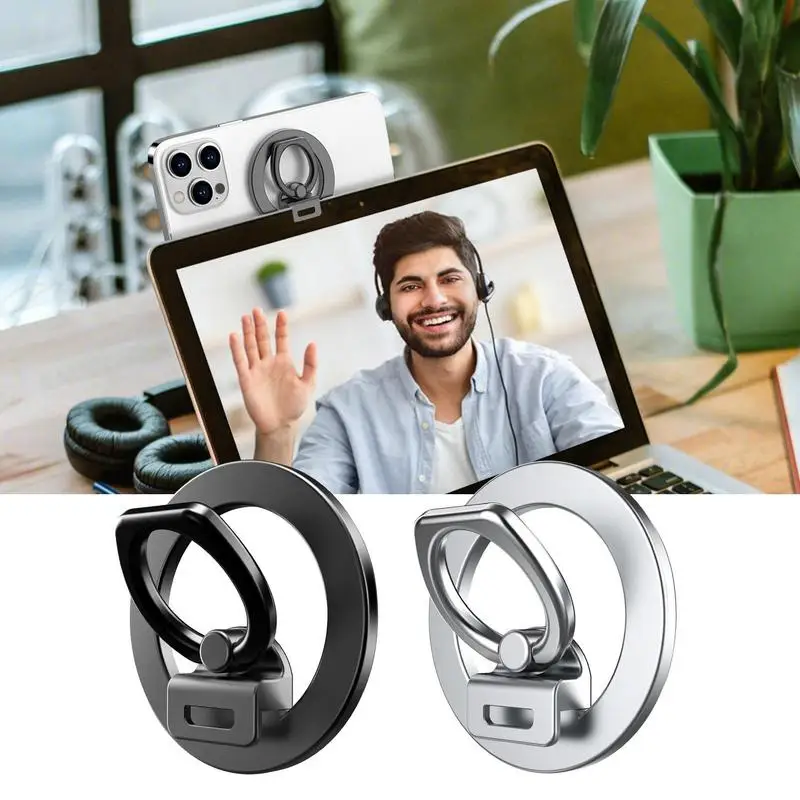 

Magnetic Finger Ring Holder Magnetic Kickstand Alloy Ring For IPhone 12/13/14 Multi-Purpose Finger Grip Stand For Live