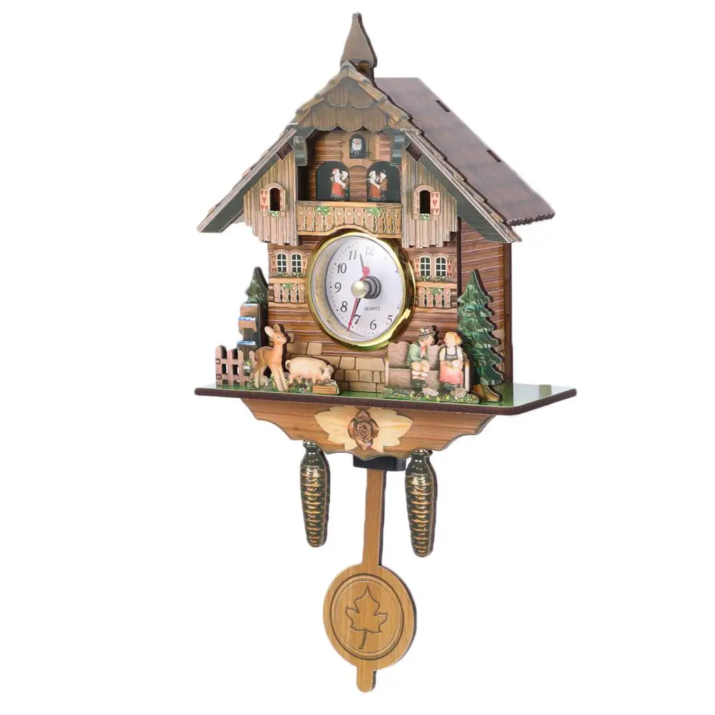 Vintage Wood Clock Handcrafted Battery Powered Wall Decoration For Home Cafe Living Rom